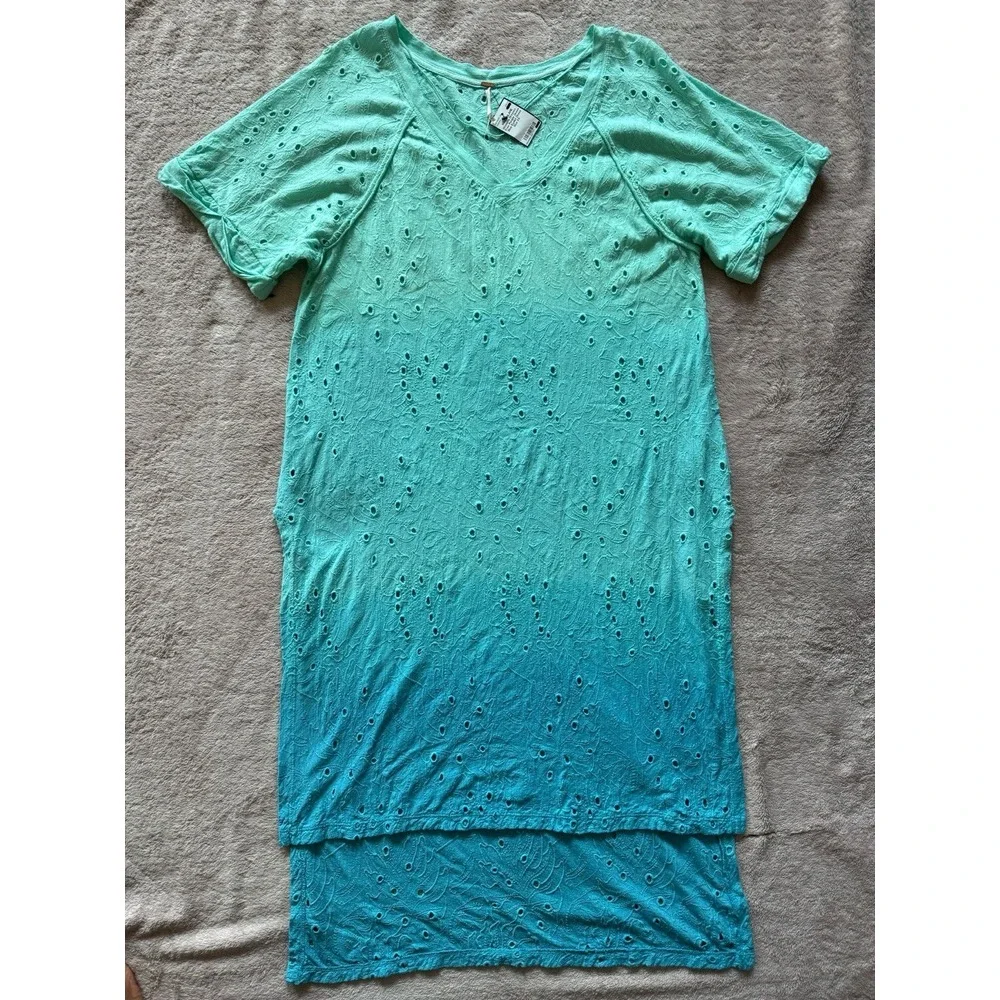 Free people‎ Women's Palms Spring Eyelet Blue Green Dress Size Xs NWT